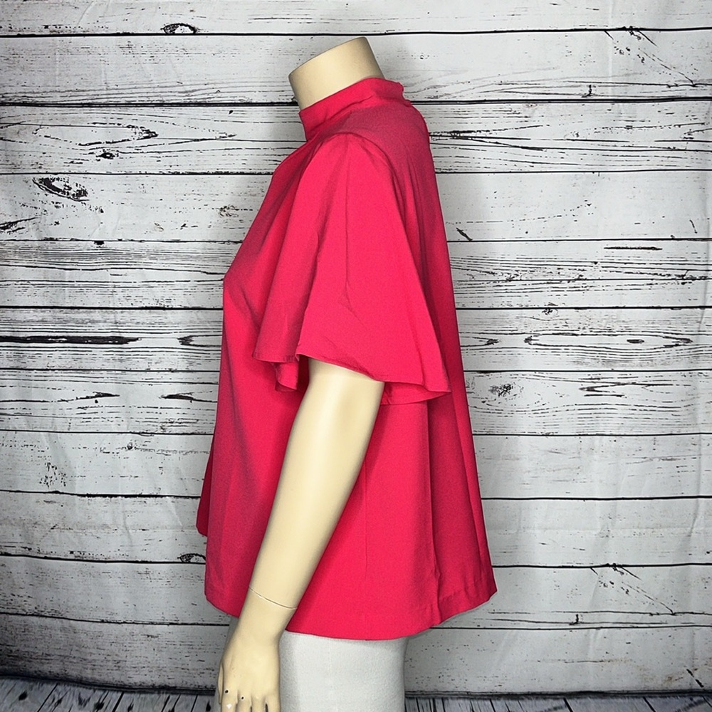 Lane Bryant Hot Pink Keyhole Flutter Sleeve Blouse - Picture 2 of 4